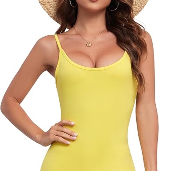 Yellow Mini Bodycon Casual Dress, Adjustable Straps - Large - Picture 2 of 7